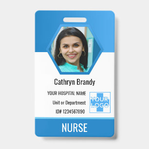 Badge Carte d'identité personnalisée bleue de l'employé,