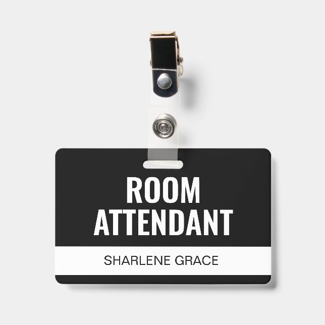 Badge Carte d'identité personnalisée de l'agent de chamb (Avant avec clip)
