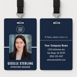 Badge Carte d'identité personnalisée de l'employé bleu m
