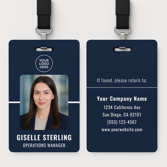 Badge Carte d'identité personnalisée de l'employé bleu m (Créateur téléchargé)