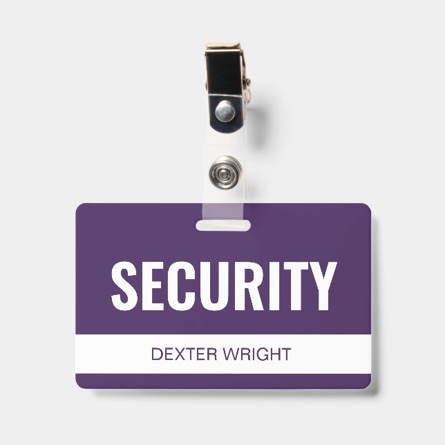 Badge Carte d'identité personnalisée de l'employé Violet (Avant avec clip)