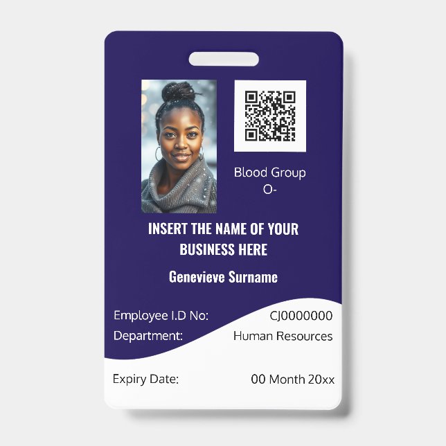 Badge Carte d'identité personnalisée employé CUSTOM, ble (Avant)