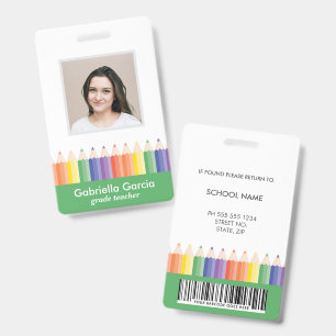 Badge Carte d'identité personnalisée et colorée de profe