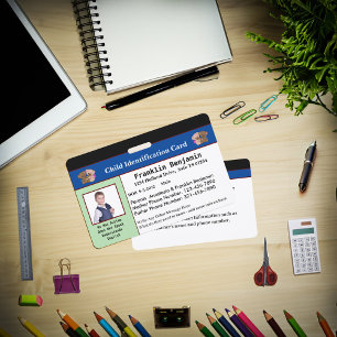 Badge Carte d'identité personnalisée pour enfant avec ph
