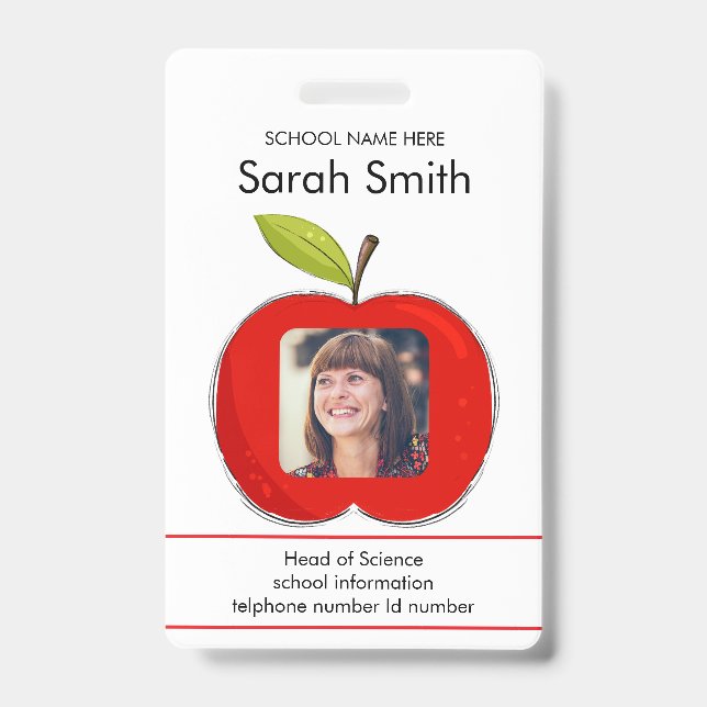 Badge Carte d'identité personnalisée pour enseignant – A (Avant)