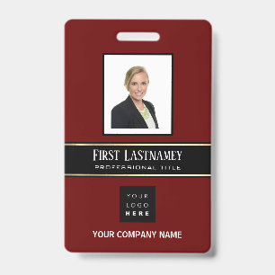 Badge Carte d'identité photo code-barres nom verticale o