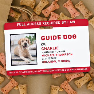 Badge Carte d'identité photo de chien guide de service p