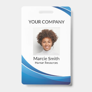 Badge Carte d'identité photo de style vague bleue