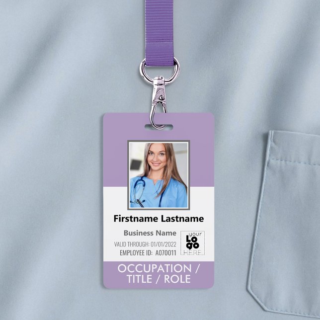 Badge Carte d'identité photo du personnel Code à barres  (Créateur téléchargé)