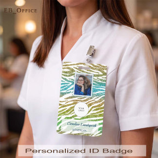 Badge Carte d'identité photo Imprimé Zèbre Or Paon Exoti