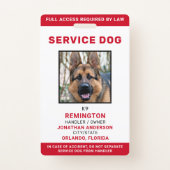 Badge Carte d'identité photo pour chien de service blanc (Devant)