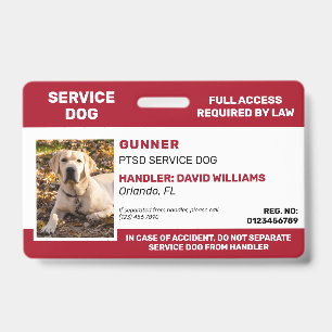 Badge Carte d'identité photo pour chien de service blanc