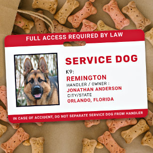 Badge Carte d'identité photo pour chien de service blanc