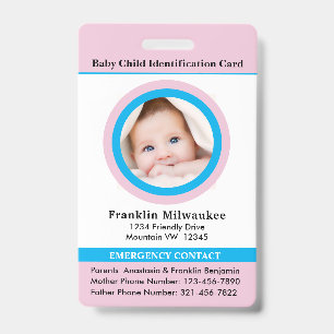 Badge Carte d'identité pour enfant garçon ou fille Photo