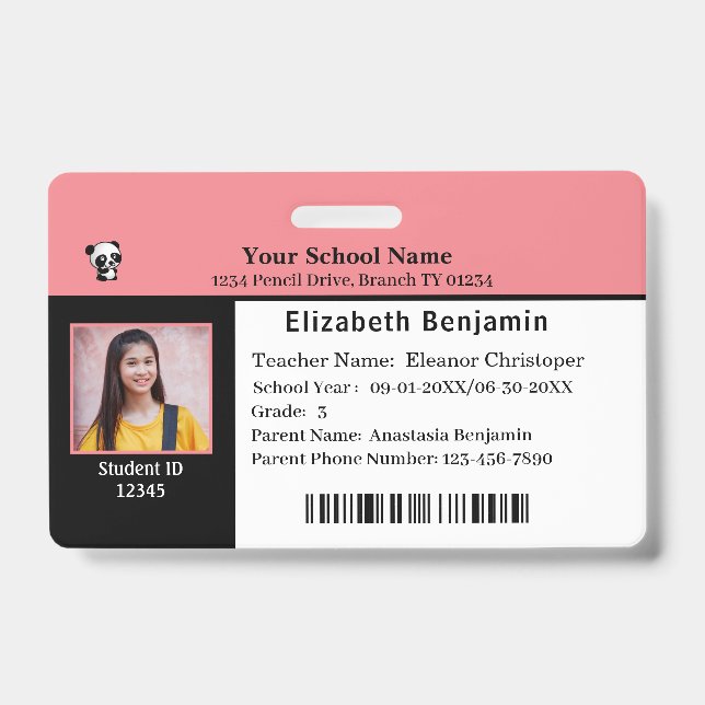 Badge Carte d'identité pour enfants École d'élèves (Avant)
