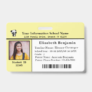 Badge Carte d'identité pour enfants élèves de l'école