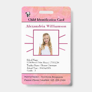 Badge Carte d'identité pour garçon fille enfant personna