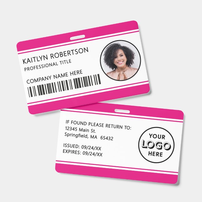 Badge Carte d'identité professionnelle à code-barres ave (Avant & arrière)