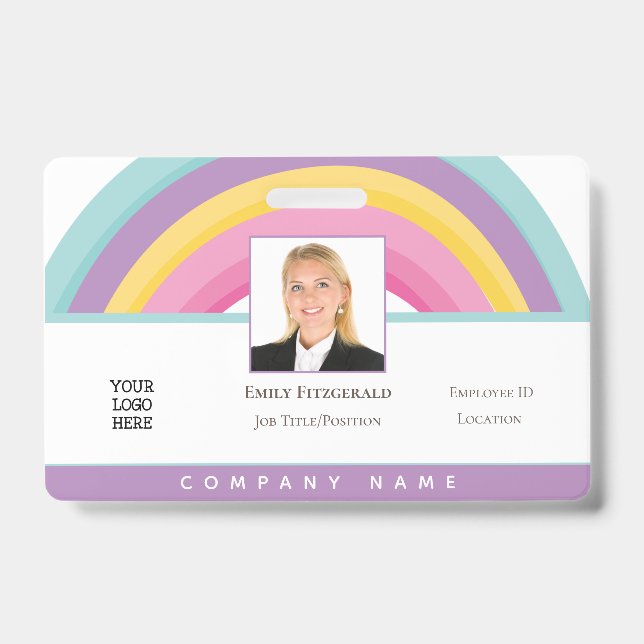 Badge Carte d'identité professionnelle arc-en-ciel avec  (Avant)