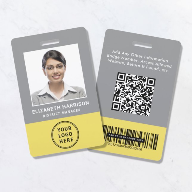 Badge Carte d'identité professionnelle avec code QR et c (Créateur téléchargé)