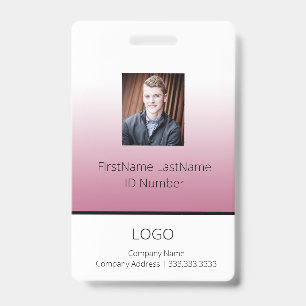 Badge Carte d'identité professionnelle avec dégradé rose