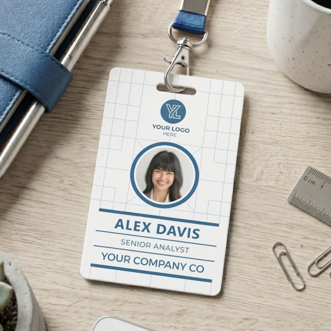 Badge Carte d'identité professionnelle avec grille bleue (Créateur téléchargé)