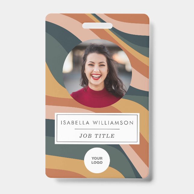 Badge Carte d'identité professionnelle avec lignes ondul (Avant)