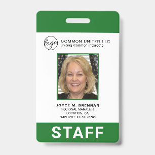 Badge Carte d'identité professionnelle avec logo vert pe