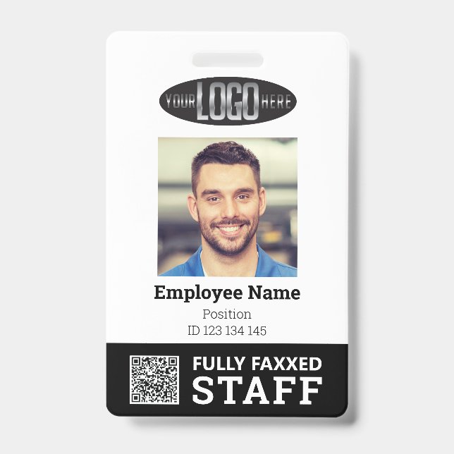 Badge Carte d'identité professionnelle avec photo et cod (Avant)