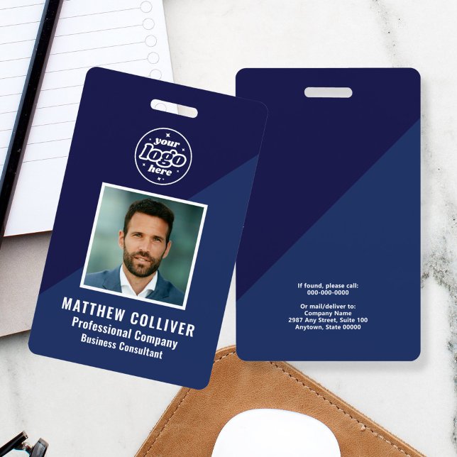 Badge Carte d'identité professionnelle bleu marine minim (Créateur téléchargé)