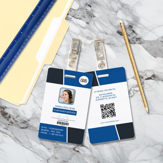 Badge Carte d'identité professionnelle bleu moderne avec (Créateur téléchargé)