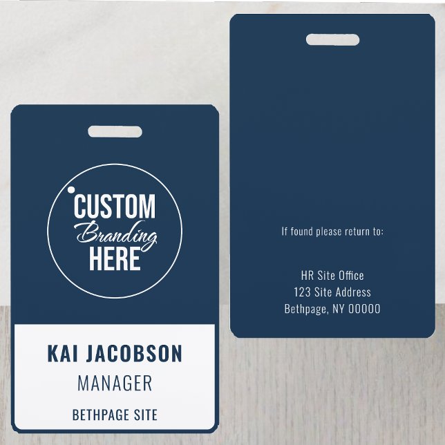 Badge Carte d'identité professionnelle bleue Logo Entrep (logo name badge )