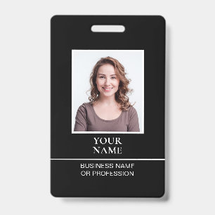 Badge Carte d'identité professionnelle classique Noir Bl