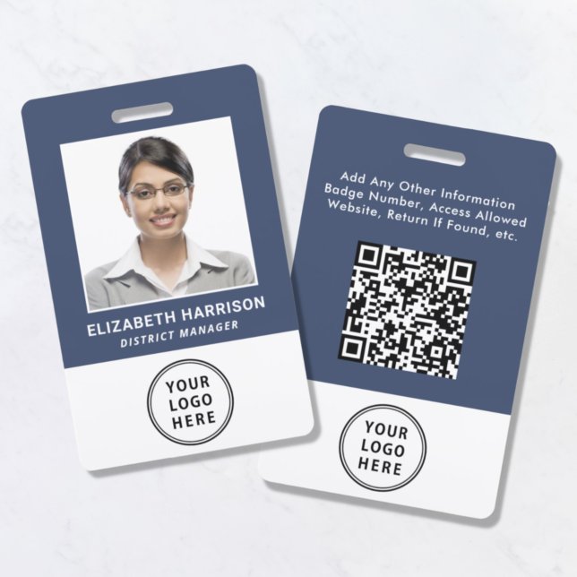 Badge Carte d'identité professionnelle code QR bleu avec (Créateur téléchargé)