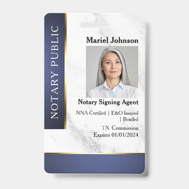 Badge Carte d'identité professionnelle de notaire en mar (Avant)