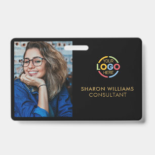 Badge Carte d'identité professionnelle élégante en noir 