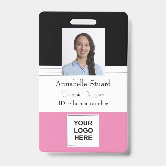 Badge Carte d'identité professionnelle employé avec nom  (Avant)