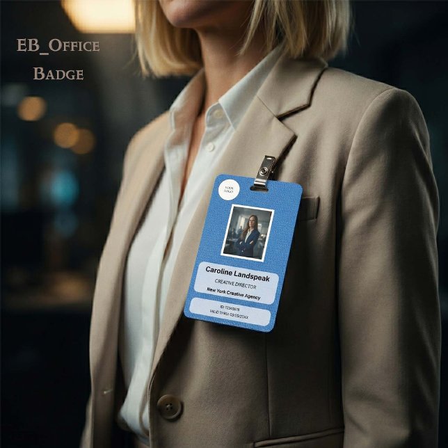Badge Carte d'identité professionnelle en cuir bleu clai (Chic Blue Leather Custom Logo Photo ID Vertical Badge
Size: 2.13” x 3.38”
)
