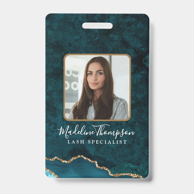 Badge Carte d'identité professionnelle en marbre d'agate (Avant)
