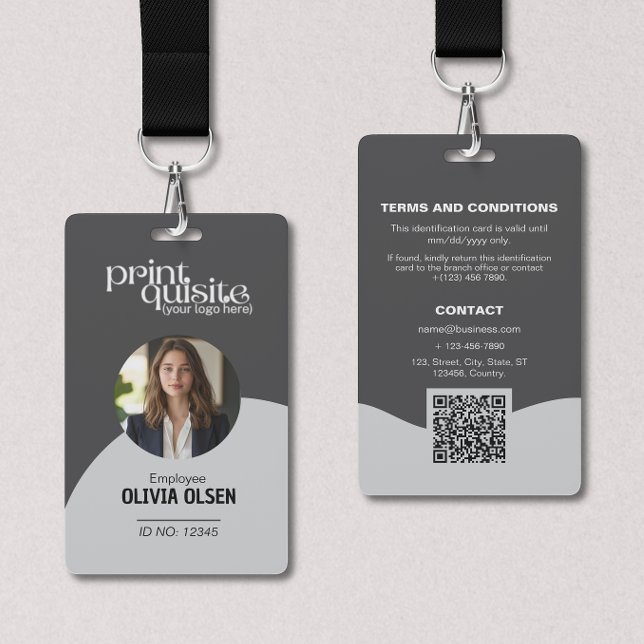 Badge Carte d'identité professionnelle grise neutre mode (Créateur téléchargé)