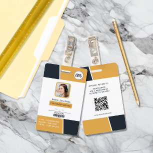 Badge Carte d'identité professionnelle jaune moderne ave