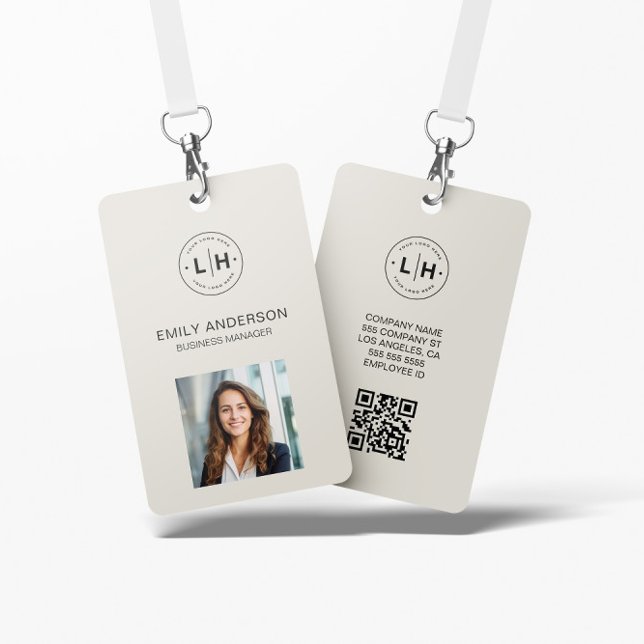Badge Carte d'identité professionnelle Logo moderne Pers (Business ID Card Modern Logo Photo Staff Badge)