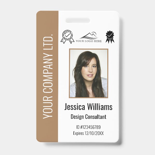 Badge Carte d'identité professionnelle marron personnali (Avant)