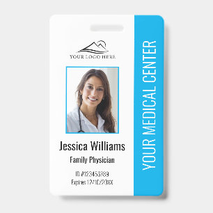 Badge Carte d'identité professionnelle médicale bleu cla