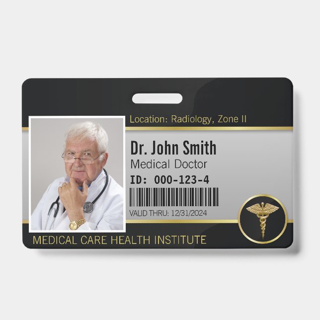 Badge Carte d'identité professionnelle médicale Caducée  (Avant)