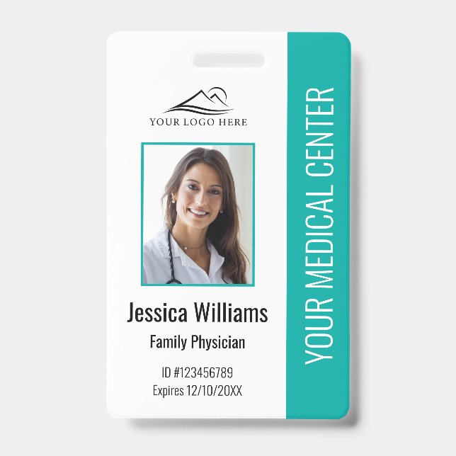 Badge Carte d'identité professionnelle médicale sarcelle (Avant)
