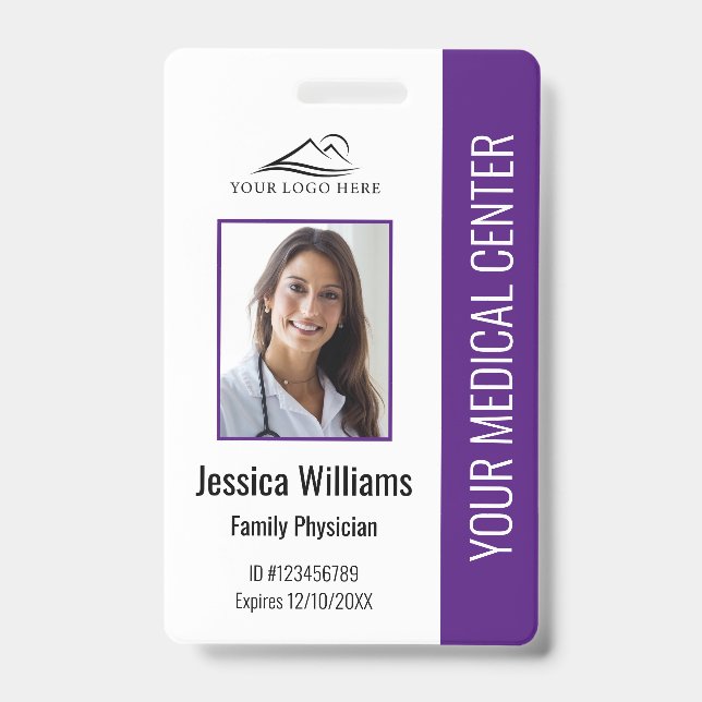 Badge Carte d'identité professionnelle médicale violette (Avant)