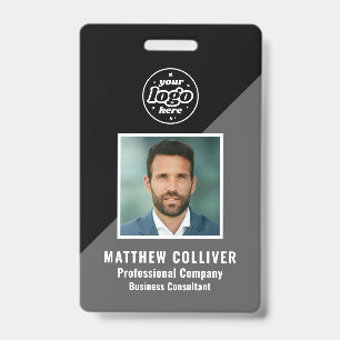 Badge Carte d'identité professionnelle minimale en noir 