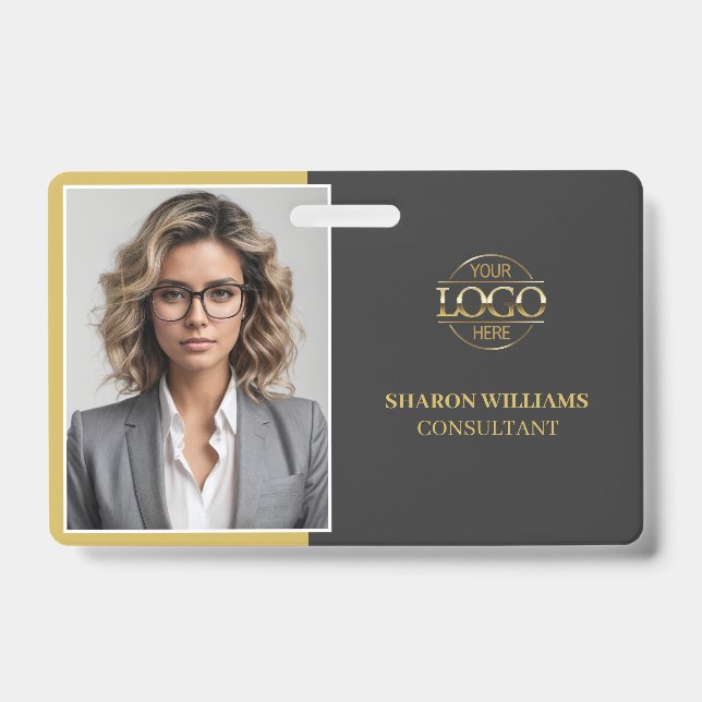 Badge Carte d'identité professionnelle minimaliste grise (Avant)