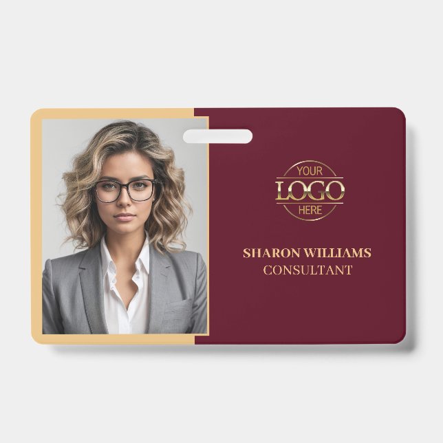 Badge Carte d'identité professionnelle minimaliste rouge (Avant)